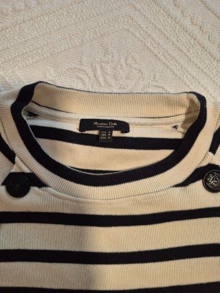 Jersey Massimo Dutti Rayas. Beige/Negro