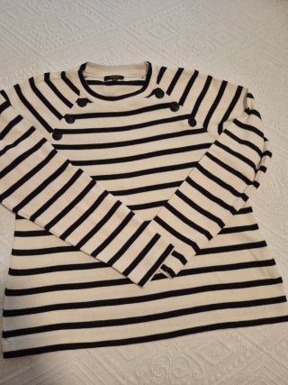 Jersey Massimo Dutti Rayas. Beige/Negro