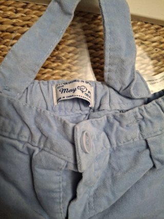Pantalón corto bebé tirantes azul