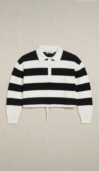 Jersey de punto corto a rayas con cuello polo
