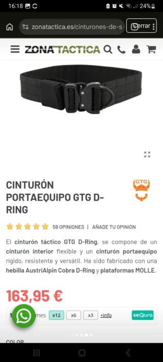 Cinturón Portaequipo GTG con D-Ring
