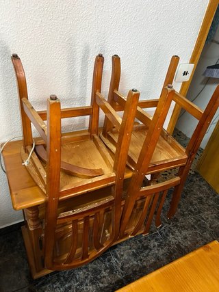 Mesa comedor pino macizo + 6 sillas