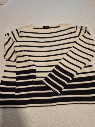 Jersey Massimo Dutti Rayas Beige/Negro Talla M