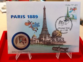 Moneda Plata y Sello Conmemorativo Paris Expo 2000