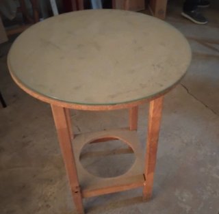 Mesa de camilla redonda con cristal