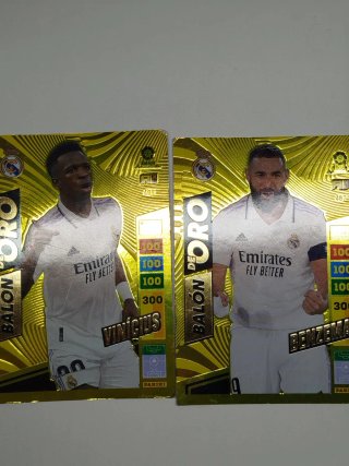 2 Cartas Panini Balón de Oro: Vinícius y Benzema