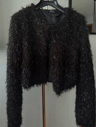 Chaqueta Bershka Efecto Pelo Negra Talla S