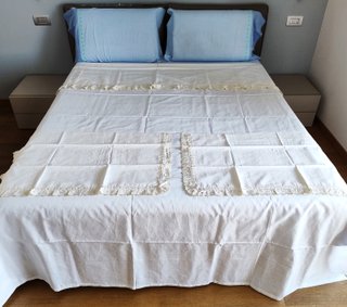 Lenzuolo Misto Lino Vintage Bordo Sangallo
