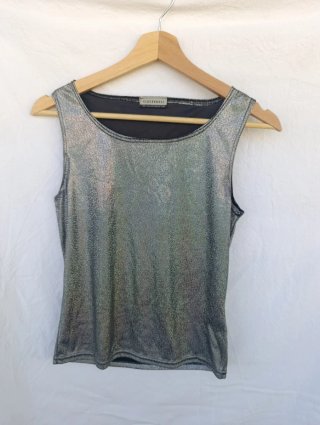 Conjunto fiesta top brillante+sobrecamisa metaliza