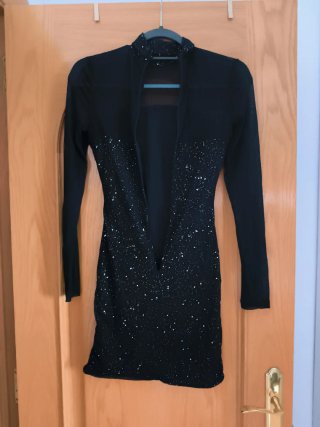 Vestido fiesta destellos plateados Talla S