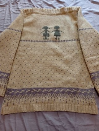 Jersey de punto mujer beige y morado