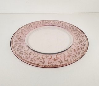 Piatto Cristallo Decorato Rosa