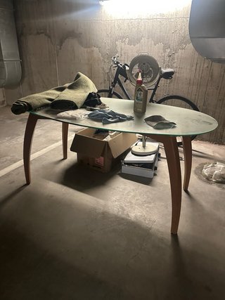 Mesa de Comedor Vintage (Años 80) - glass and wood