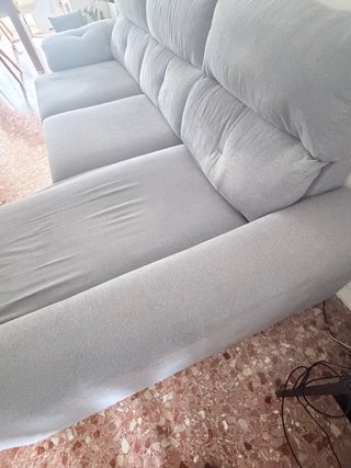Sofá Chaise Longue Gris con Arcón y 2 Pufs