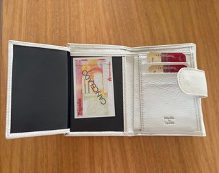 Monedero piel de Ubrique beige labrado