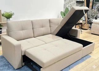 Sofá Cama Beige con Arcón