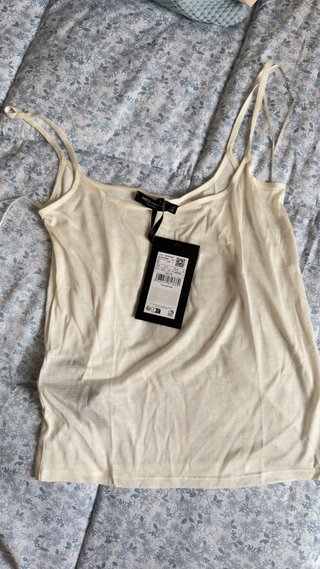 Top de tirantes Mango beige talla S
