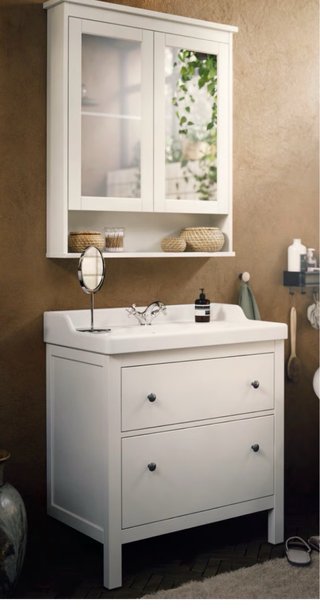 HEMNES Armario con espejo de 2 puertas, blanco.