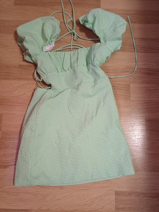 Vestido corto de cuadros verde