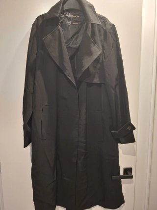 Gabardina Negra Massimo Dutti Tejido Japonés