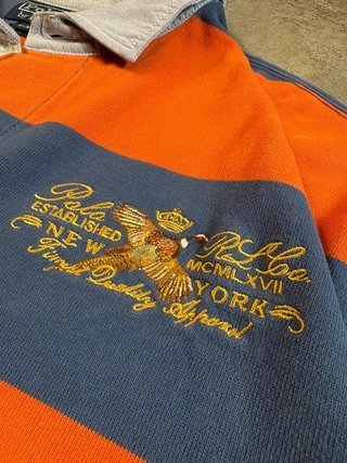 Polo Rugby Ralph Lauren Manga Larga Naranja y...
