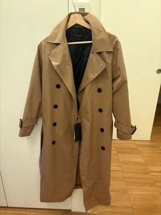 Gabardina Larga Mujer Massimo Dutti Beige