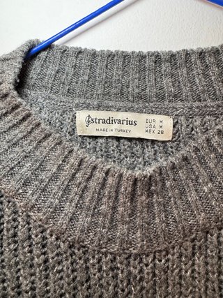 Jersey Stradivarius Gris Punto Oversize Talla M