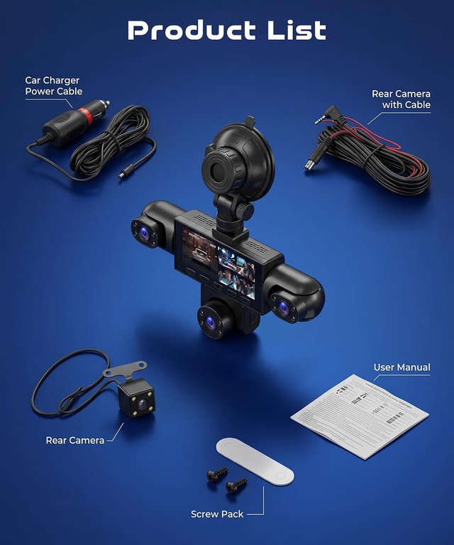 nueva Dashcam Coche 5 Canales 1080P