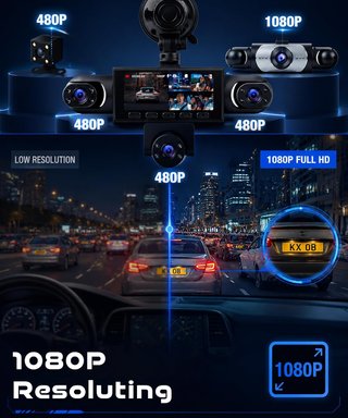nueva Dashcam Coche 5 Canales 1080P