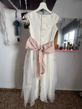 Vestido de comunión blanco y rosa