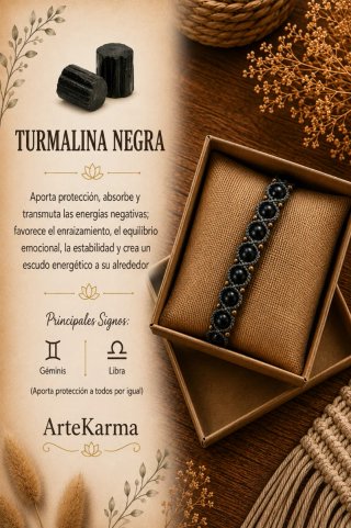 Pulsera Macramé Turmalina Negra ArteKarma