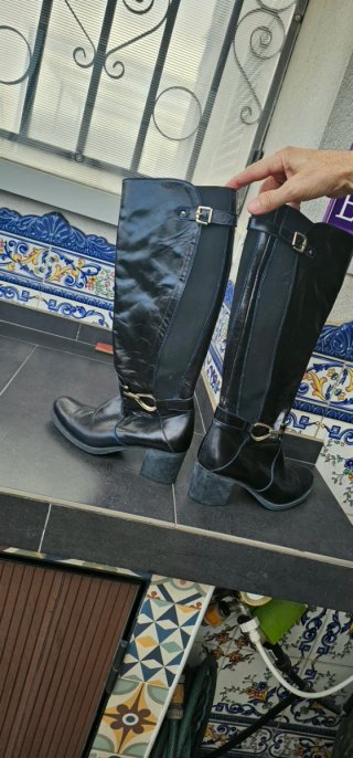 Botas de piel negras altas 39