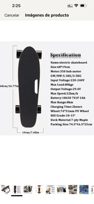 Patineta Eléctrica con Control Remoto