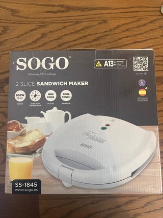 Sandwichera SOGO 2 Rebanadas 800W