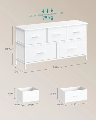Cómoda Cajonera de Tela SONGMICS LGS322WH01