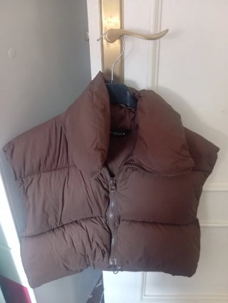 Chaleco plumífero marrón talla S