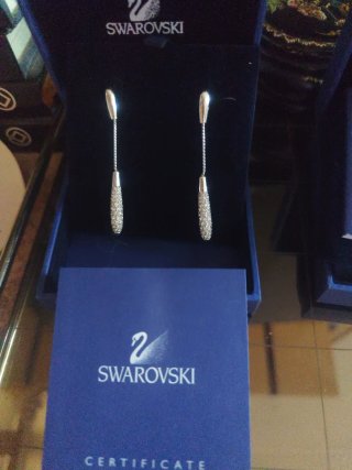 Pendientes largos Swarovski plata