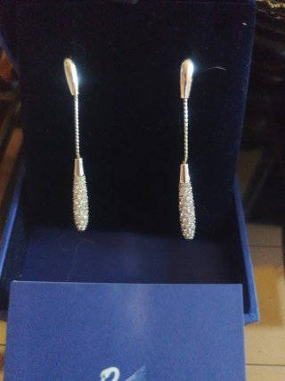 Pendientes largos Swarovski plata
