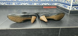 Botines de piel vintage tacon cubano negros