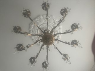 Lámpara de Techo Clásica de Metal y Cristal
