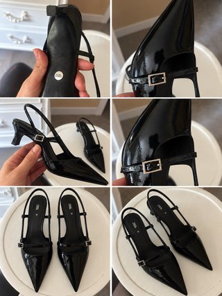 Zapatos de Tacón Charol Negro Zara Talla 38