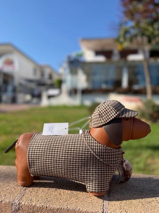Bolso con forma de perro y gorro