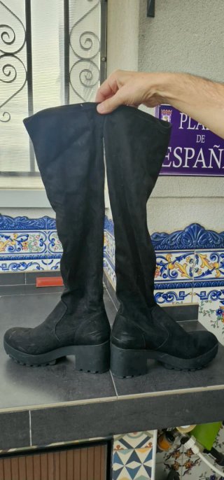Botas altas antelina elastica negras talla 39