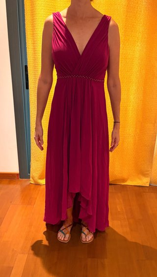 Vestido largo fiesta fucsia talla M
