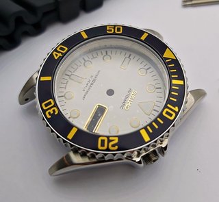 NEW AF SEIKO 7S26 0050 SKX023 WHITE KIT CASE...