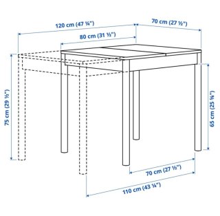 Mesa de madera blanca extensible
