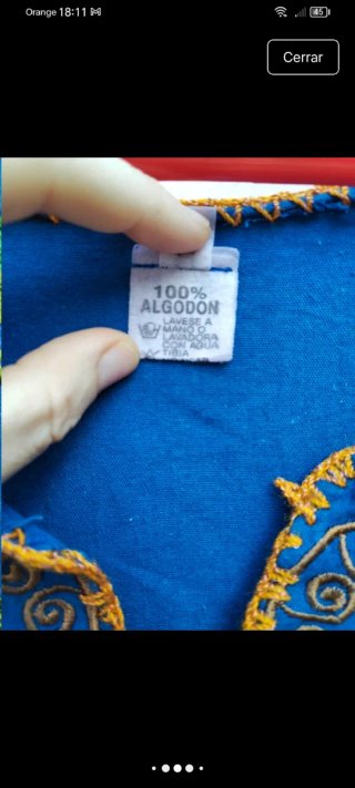 Camisa Huipil Bordada Mexicana Azul