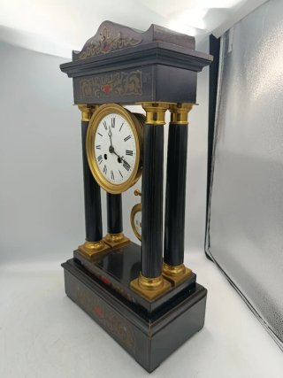 ANTIGUO RELOJ DE PORTICO EN MADERA BRONCE