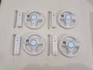 4 Mandos Wii + 4 Volantes Wii + 4 Correas