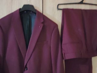 Traje de chaqueta Zara burdeos